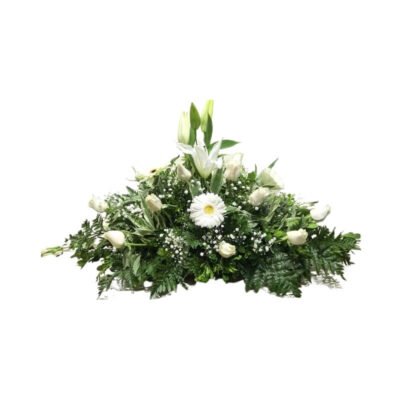 Almofada Funeraria Celestial de Rosas y Lirios Blancos