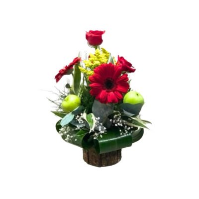 Arreglo de Gerberas y Rosas con Manzanas Verdes