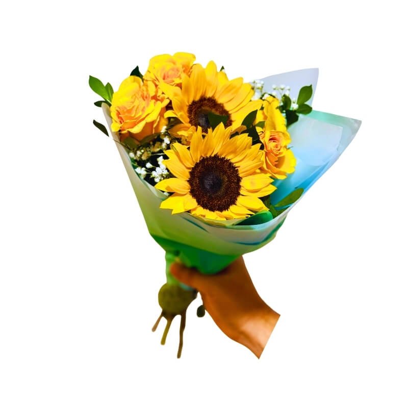 Bouquet de Girasoles y Rosas Amarillas