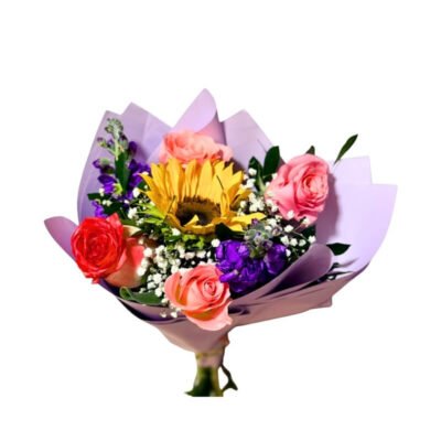 Bouquet Primavera de Girasol, Rosas y Flores Espigadas