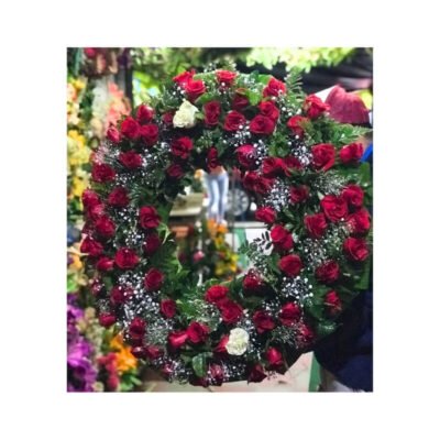 Corona Funeraria Completa de Rosas Rojas