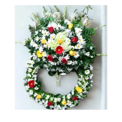 Corona Funeraria Silvestre con Hortensias y Rosas