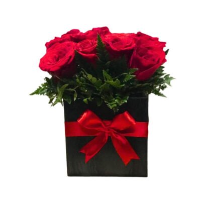Arreglo de Rosas Rojas en Cubo Negro
